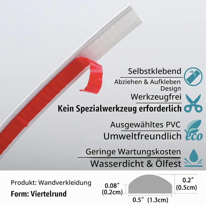 Flexible Zierleiste Selbstklebend | Weiss Deckenleisten für Boden, Aufkantung, Fliesenkante und Ecke