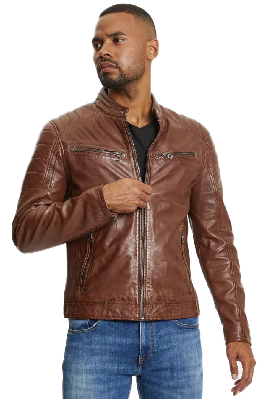 Mauritius GB Derry Laorv Männer Lederjacke schwarz Basics 3XL Bio Cognac, 3XL Bio Cognac