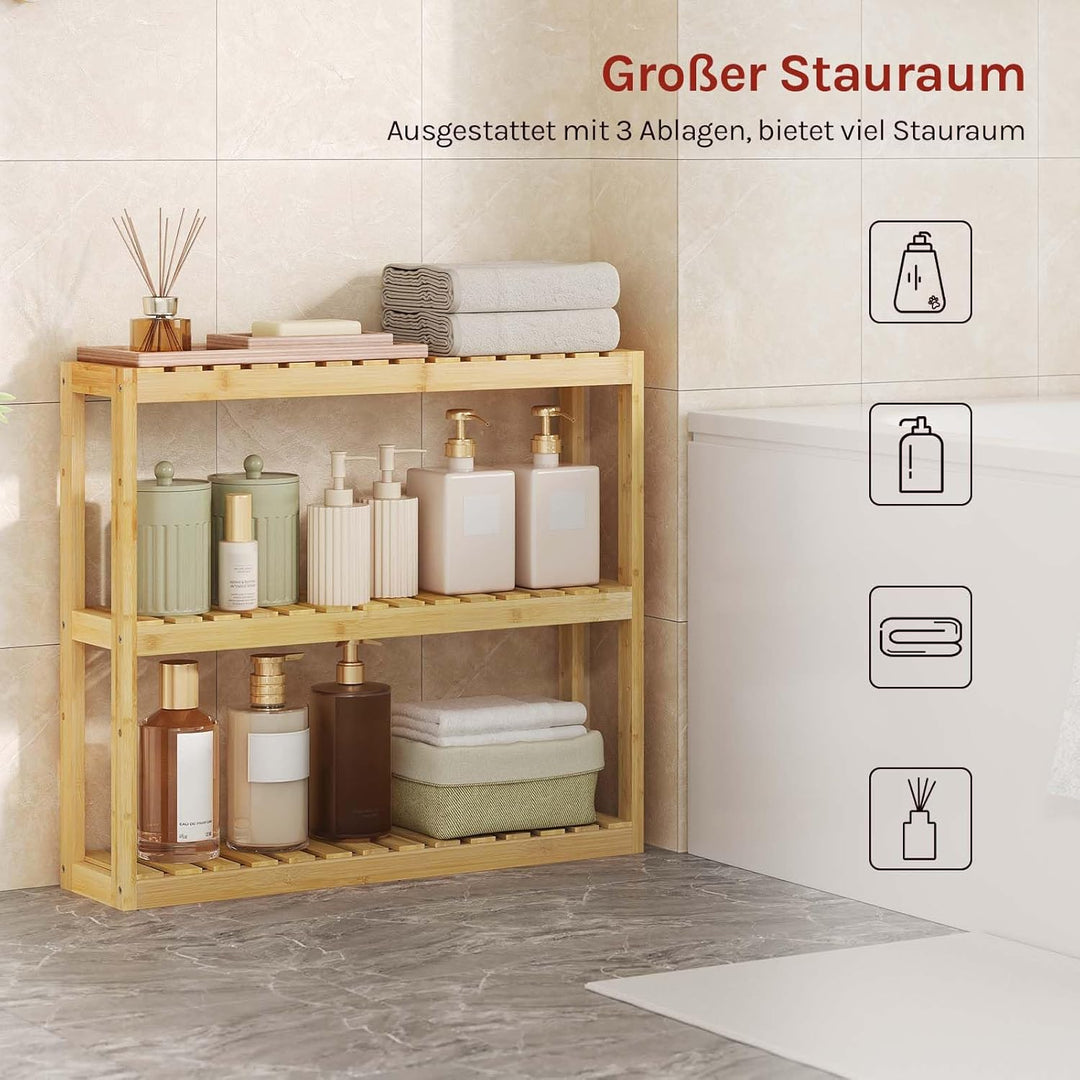 WOLTU Bambus Regal, Hängeregal, Badregal, Wohnzimmerregal, Badezimmerregal stehend, Bücherregal, Sch