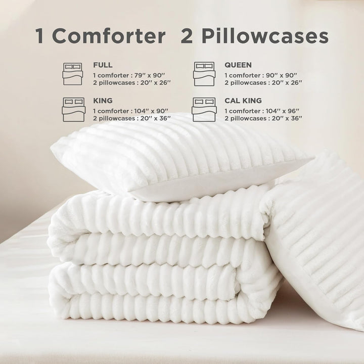 Andency Fleece-Bettwäsche-Set für King-Size-Betten, 3-teilig, weiss, für King-Size-Bett, weich, warm