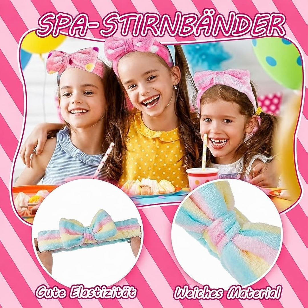30 Stück Spa-Party-Set für Mädchen 10 Kimono-Bademäntel mit V-Ausschnitt, 10 weiche Spa-Stirnbänder,