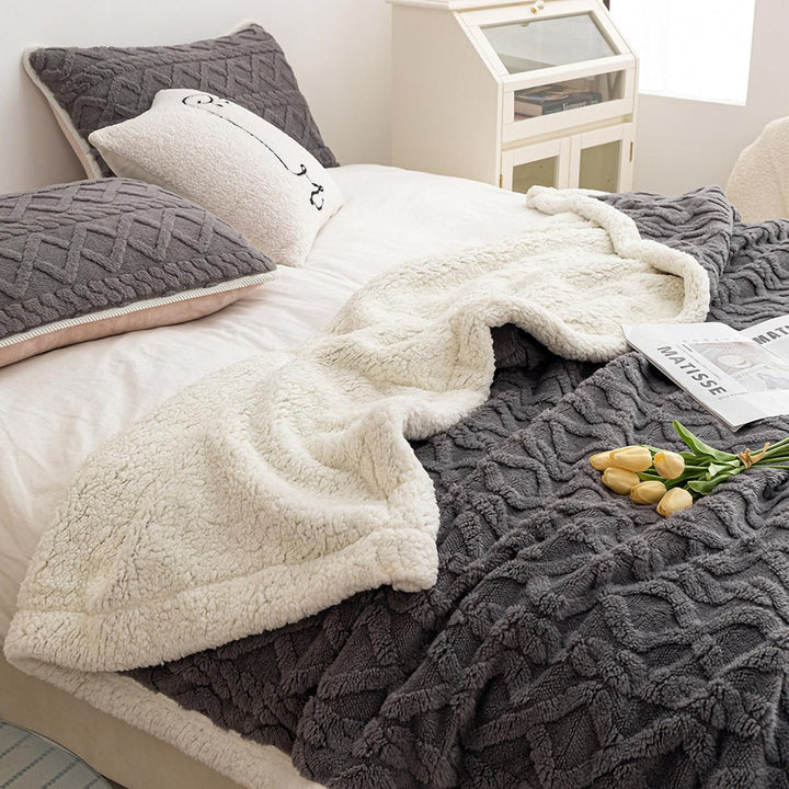Decke Sofa Kuscheldecke Grau - 150x200 cm Warm Sherpa Sofaüberwurf Decke, Dicke Sofadecke Couchdecke