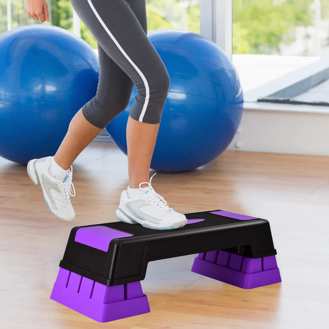 GYMAX Aerobic Stepper höhenverstellbar, Steppbrett mit 3 Stufen 12/17/22cm, Step Bench mit rutschfes
