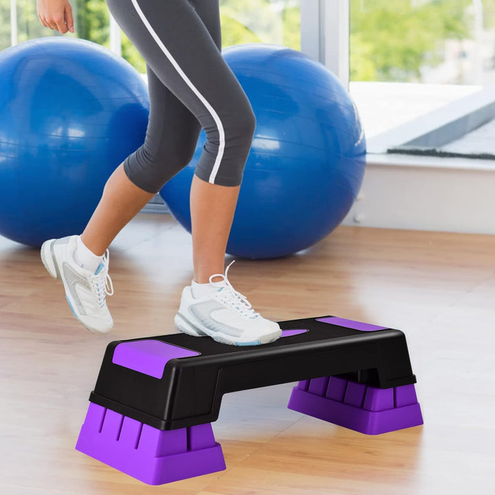 GYMAX Aerobic Stepper höhenverstellbar, Steppbrett mit 3 Stufen 12/17/22cm, Step Bench mit rutschfes