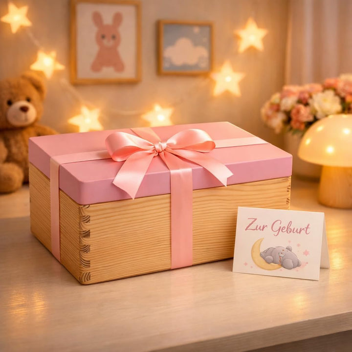 Holzkiste mit Deckel – Rosa – 30×20 cm – Aufbewahrungsbox aus Holz für Fotos, Andenken, Kinderzimmer