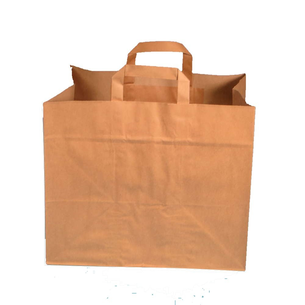 250 Papiertragetaschen Bio Tragetaschen Papiertüten Konditortragetaschen, braun, 70g/m², 32+21,5x27c