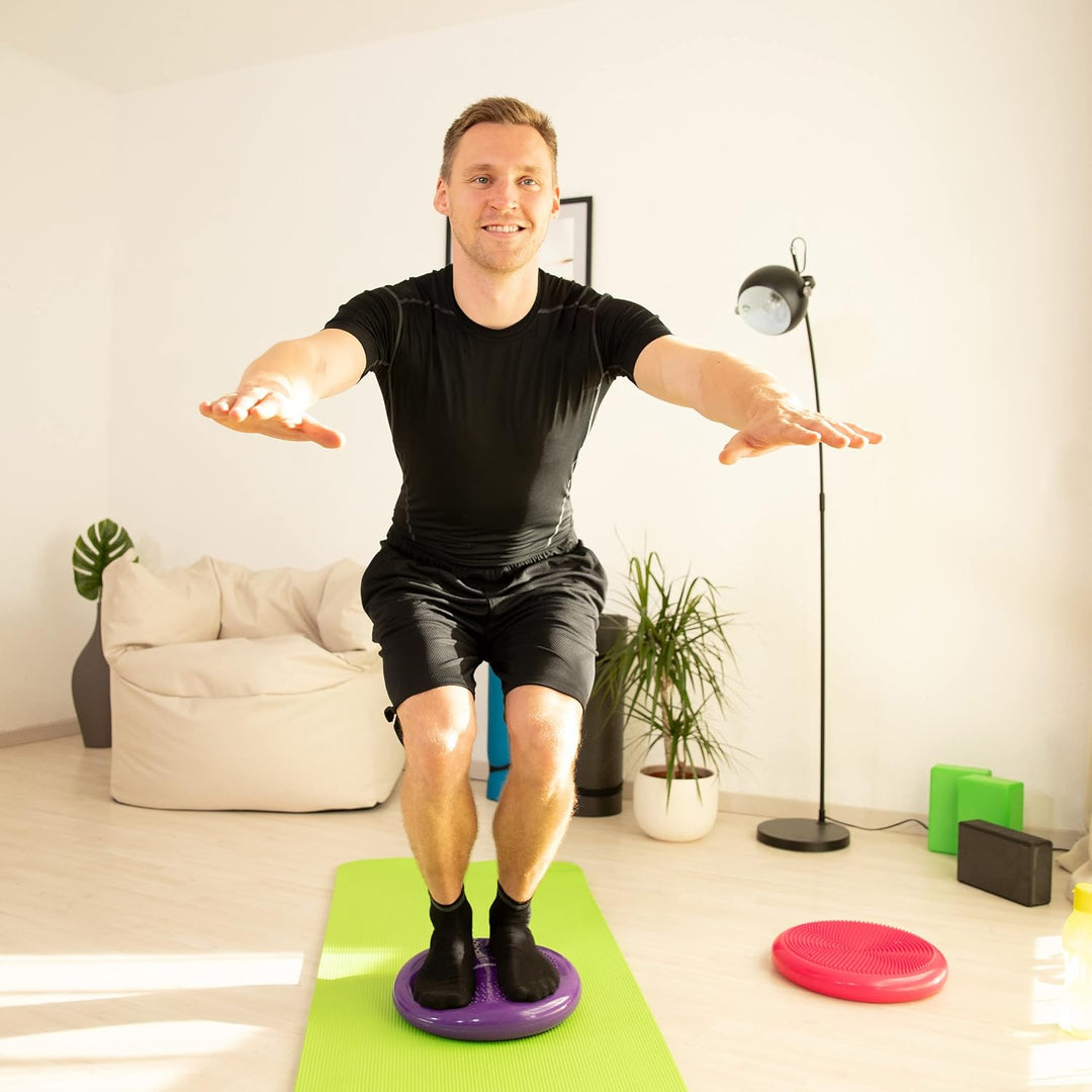 Relaxdays Balance Kissen, max. Gewicht 140 kg, Balance Pad, Luftpumpe, Ballsitzkissen m. Noppen, Fit