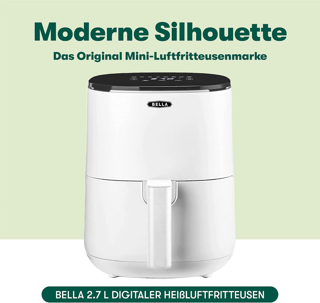 bella 3 L Touchscreen-Heissluftfritteuse, ölfreies Frittieren, spülmaschinenfeste Antihaft-Pfanne un