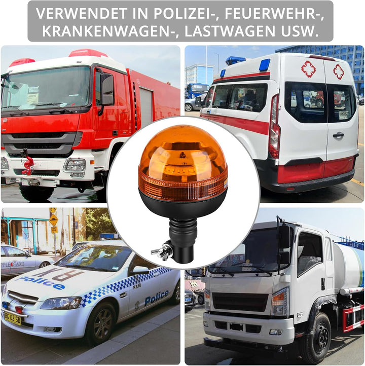Justech 2x 24LEDs Rundumleuchte Amber Rundumkennleuchte Blinkleuchte Bernstein Drehblitzleuchte mit