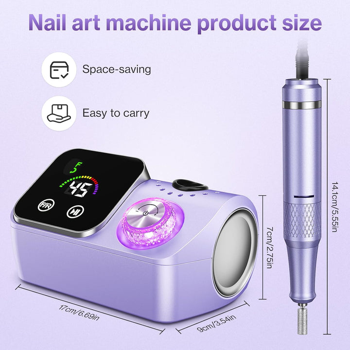 Elektrischer Nagelfeile Nagelfräser für Gelnägel, 45000 U/min Nagelfräser Professioneller mit LCD-An