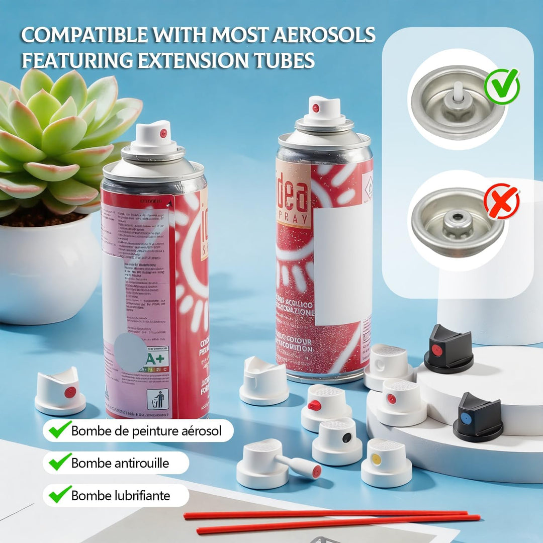 40 Sprühkopf Spraydose in 10 Verschiedene Grössen Sprühkopf für Sprühlack mit 4 Sprühdosen Verlänger