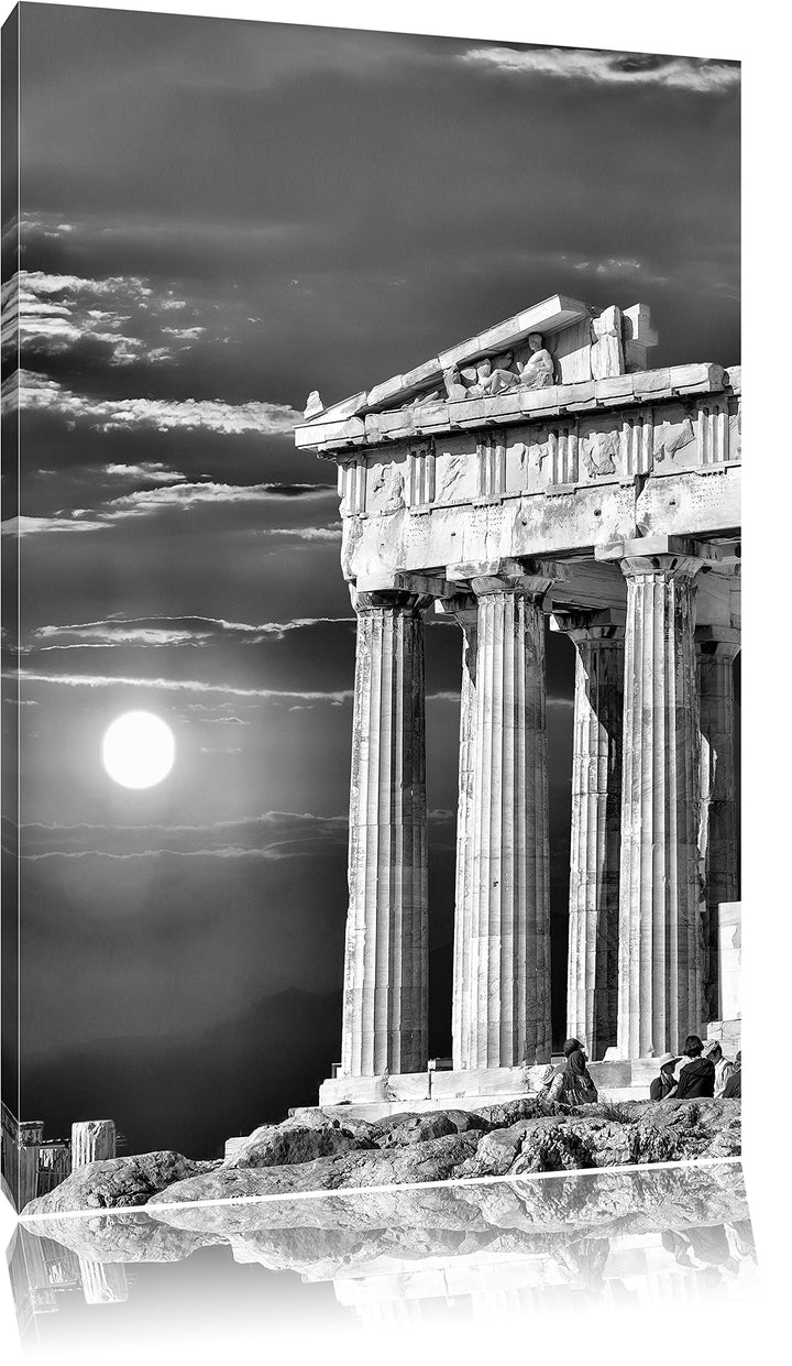 Pixxprint Monocrome, Tempel der Athene bei Sonnenuntergang, Format: 100x70 auf Leinwand, 100x70