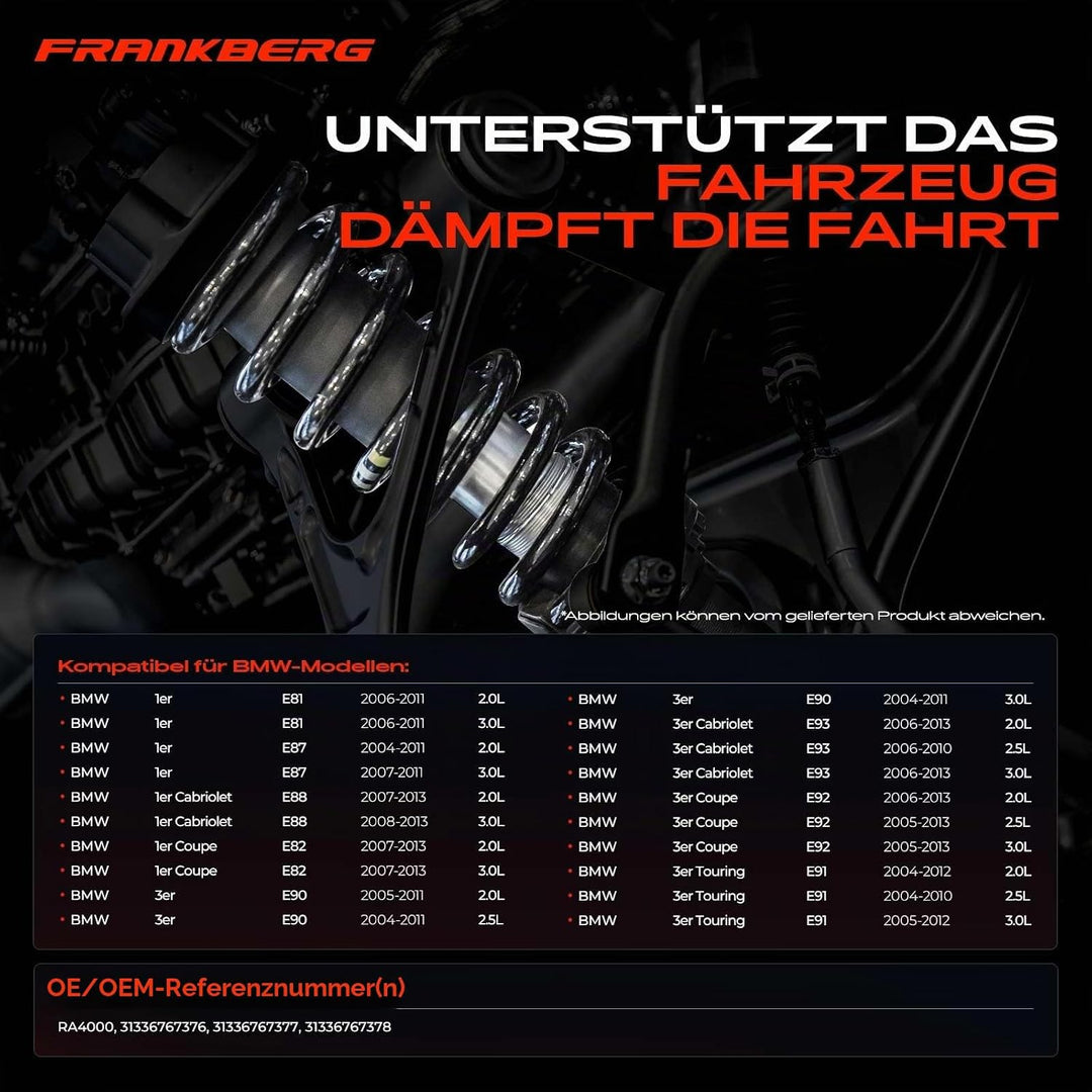Frankberg 2x Federn Fahrwerksfeder Vorderachse Kompatibel mit 1er E81 E82 E87 E88 2004-2013 3er E90
