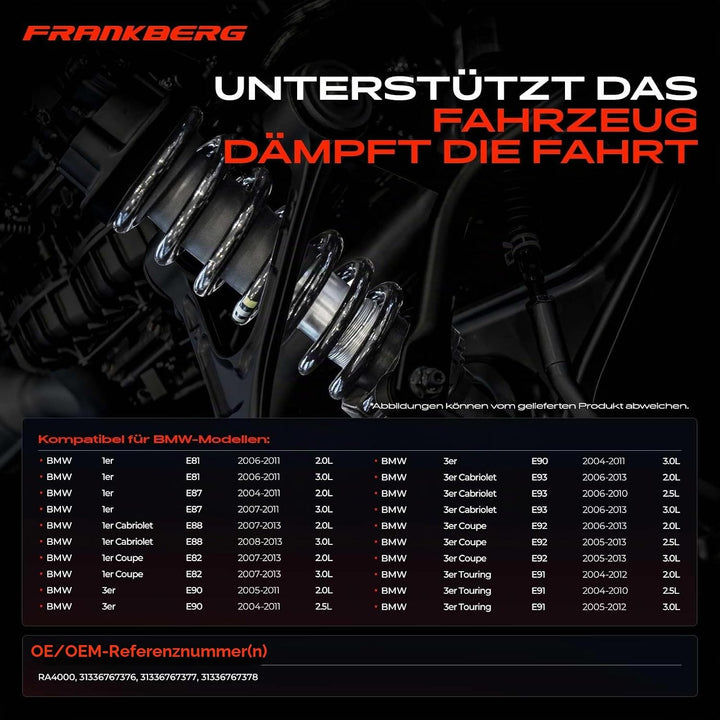 Frankberg 2x Federn Fahrwerksfeder Vorderachse Kompatibel mit 1er E81 E82 E87 E88 2004-2013 3er E90