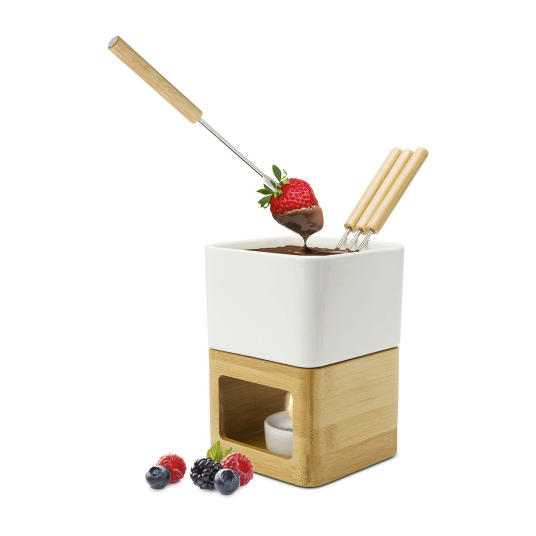 ROMINOX Geschenkartikel Schokoladenfondue // Dolce mit Topf, Stövchen, Teelichthalterung und 4 Pikse