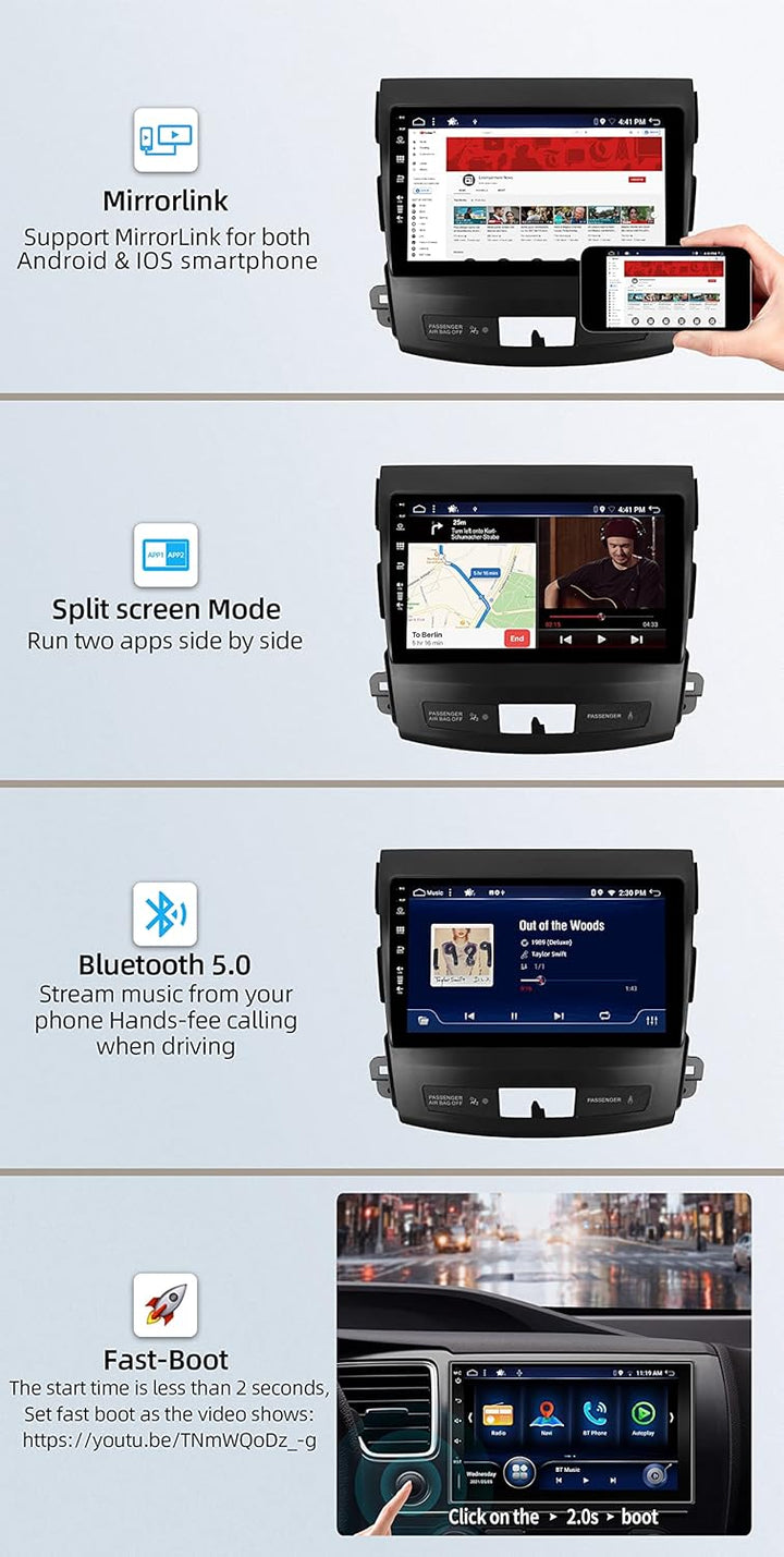 JOYX - Android 13 IPS Autoradio Passt für Mitsubishi Outlander (2008-2015) - Eingebaut DAB/DSP/Carpl