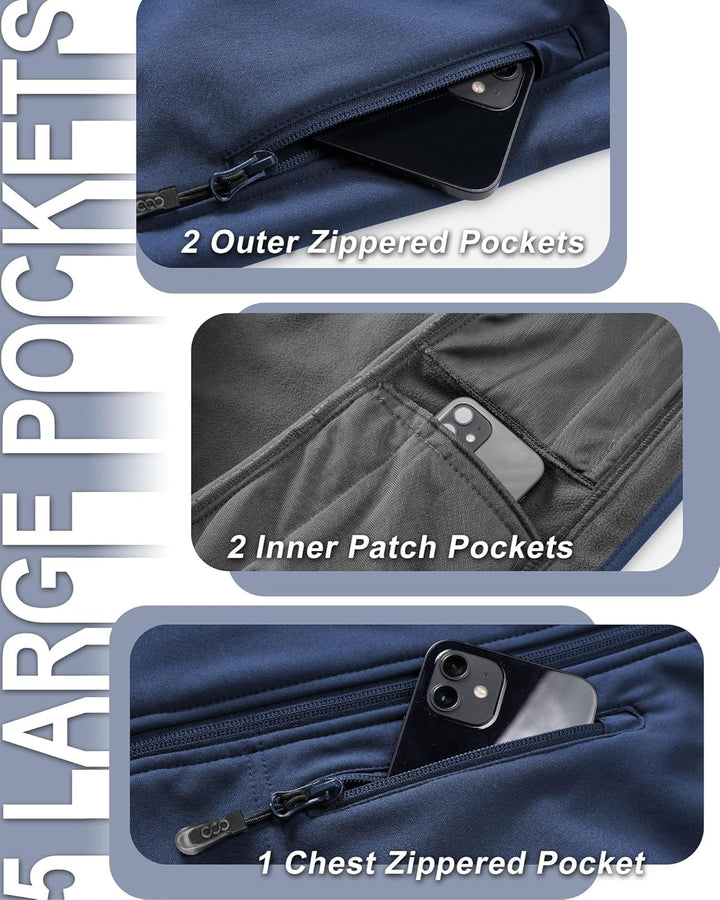 33,000ft Damen Softshell Westen mit Abnehmbare Kapuze Fleece Gefütterte Ärmellose Jacke Wasserdichte