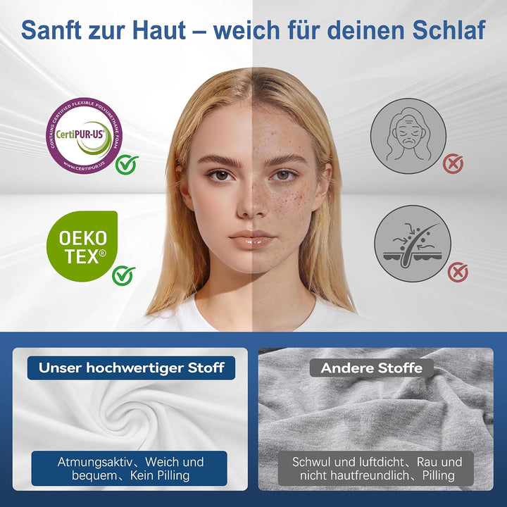 VYLEE Ergonomisches Nackenkissen Memory Foam Kopfkissen für Rücken-, Seiten- und Bauchschläfer, Schl