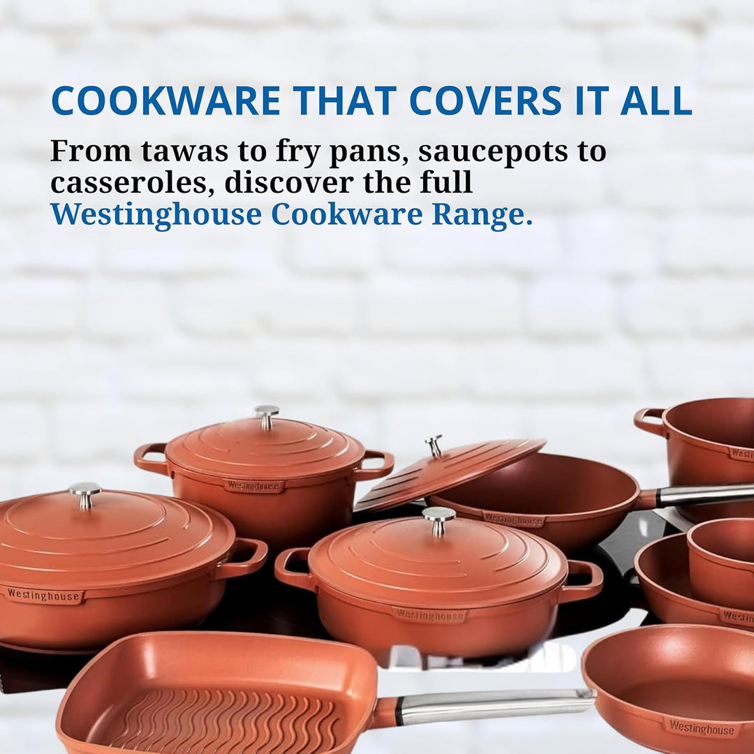 Westinghouse PERFORMANCE SERIES Grillpfanne, Grosse Bratpfanne 28 cm mit Edelstahl-Griff für Indukti