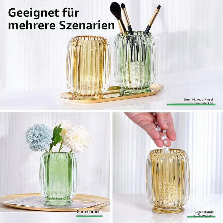 DASITON Make up Pinsel Aufbewahrung,Pinselhalter Kosmetik Aufbewahrung aus Glas,Kristall Pinselhalte