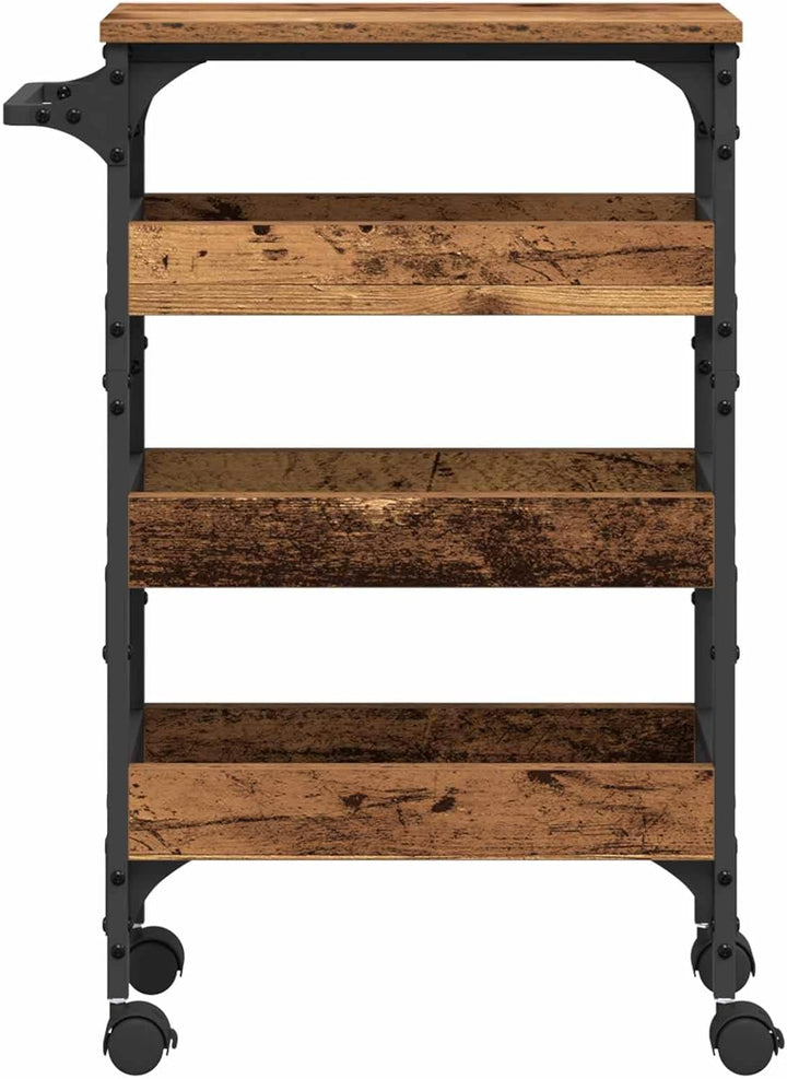 vidaXL Küchentrolley Altholz 53 x 20 x 76 cm Holzwerkstoff, Küchenwagen, mobiles Teil, robuster Wage