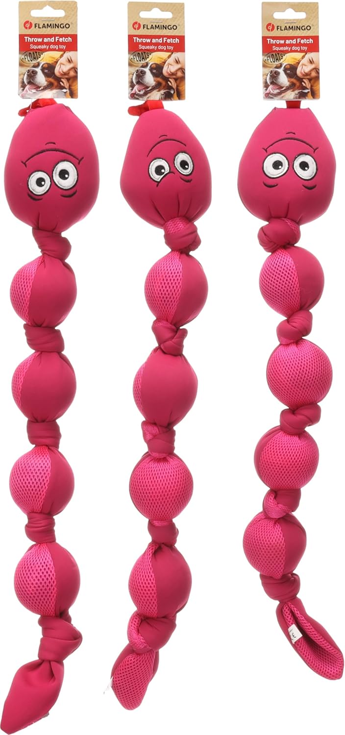 Flamingo Hundespielzeug Snala Schlange Emoji – Rosa – 70 cm | Schwimmfähig, strapazierfähig & unterh