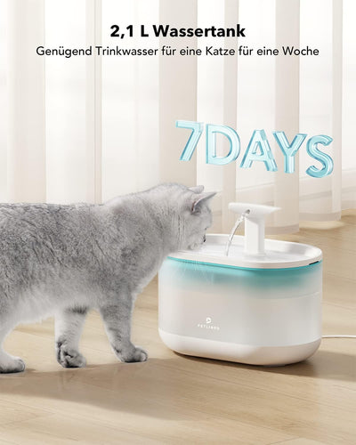 PETLIBRO Trinkbrunnen für Katze Ultraleise, 2,1L Capsule Katzenbrunnen für Katzen, Zwei Durchflussmo