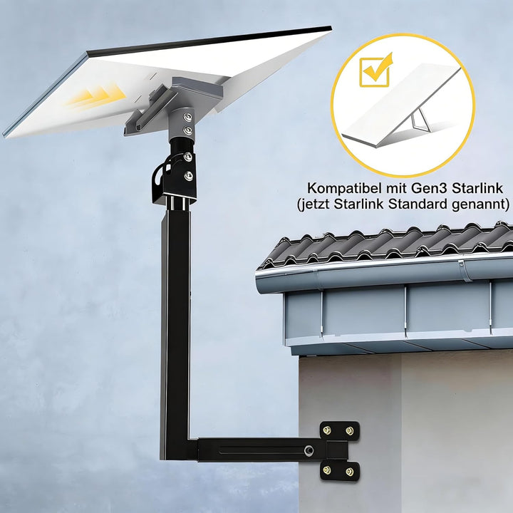 Starlink Mount | Verstellbare Starlink Wandhalterung Gen 3 mit Teleskop-Haltearm | Rostfrei | Wetter