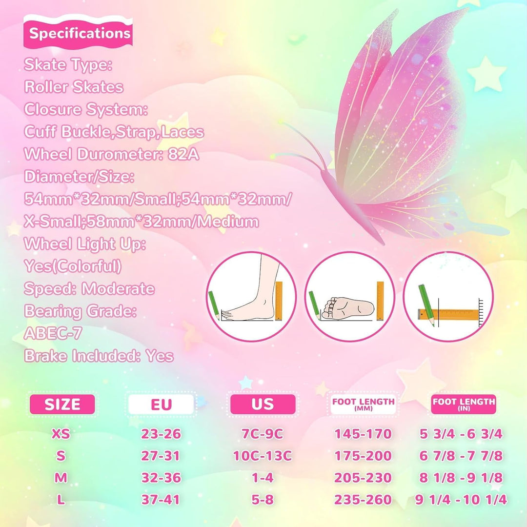 Nattork Kinder Rollschuhe, Rollschuhe Mädchen mit 4 Grössen Einstellbare, Rollschuhe für Mädchen Anf