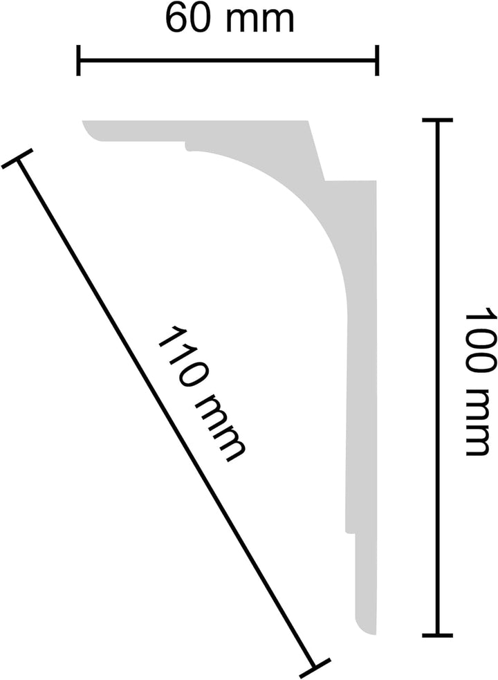 DECOSA Leistenstück für Innenecke Zierprofil L100 SASKIA - 2 Leisten à ca. 20 cm Länge ergeben 1 Eck