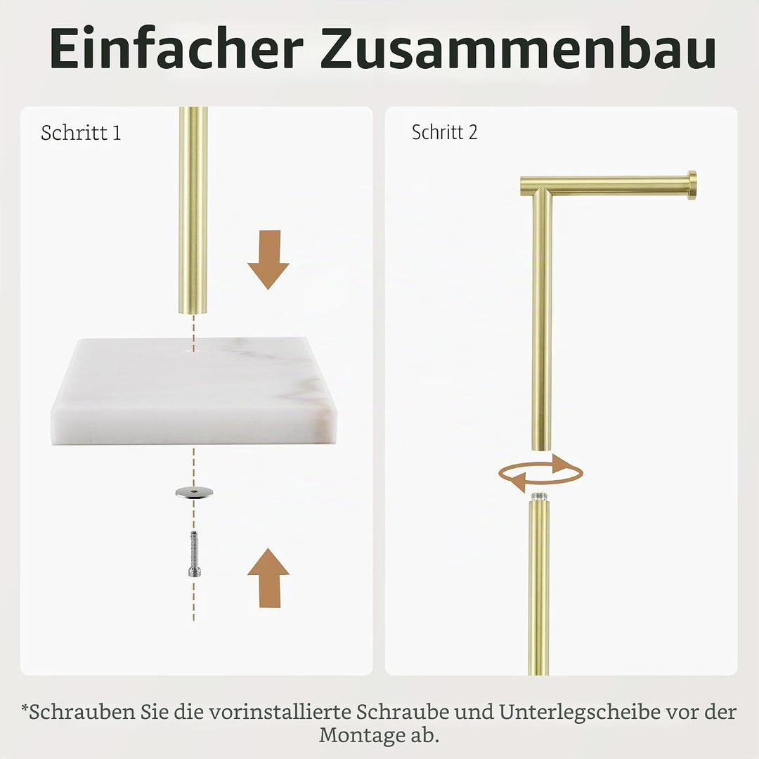 KES Toilettenpapierhalter Stehend Klopapierhalter Edelstahl Klorollenhalter mit Marmor Basis Toilett