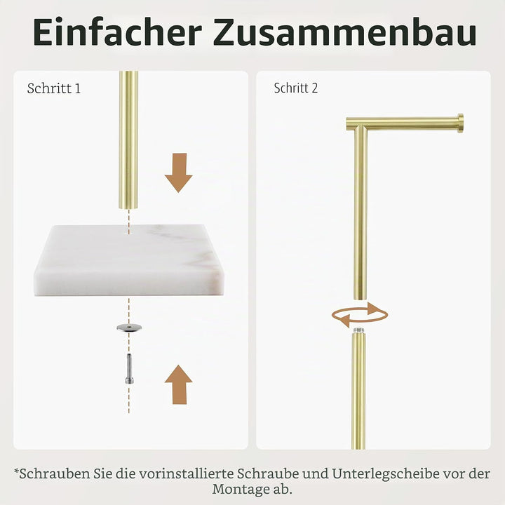 KES Toilettenpapierhalter Stehend Klopapierhalter Edelstahl Klorollenhalter mit Marmor Basis Toilett