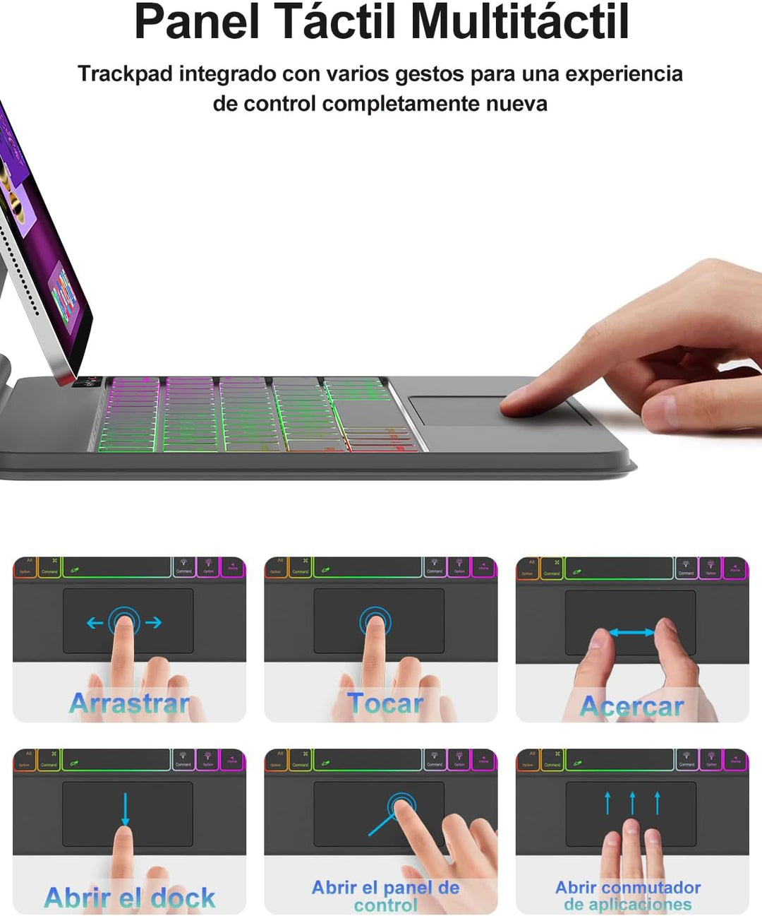 Magic Keyboard für iPad Air 11 Zoll M4 2026/M3 2025/M2 2024 mit Multi-Trackpad, 7-Farbigem Beleuchtu