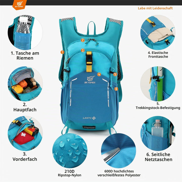 SKYSPER Wanderrucksack 15L Rucksack Herren Klein Tagesrucksack Leichter Trekkingrucksack für Wandern