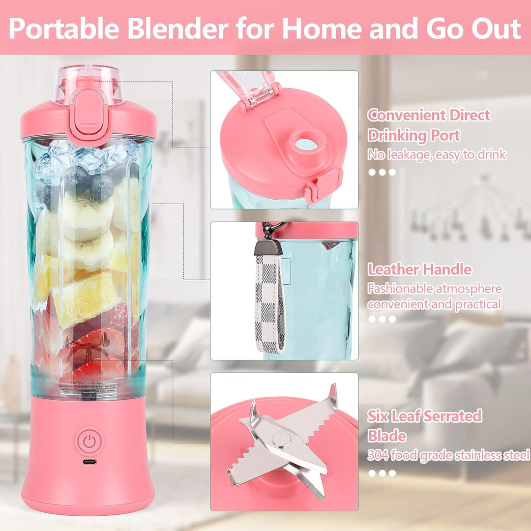 Dreamhigh® Mixer Smoothie Maker, 600ml Tragbarer Mixer für Smoothies und Shakes mit 6 Klingen, 4000m