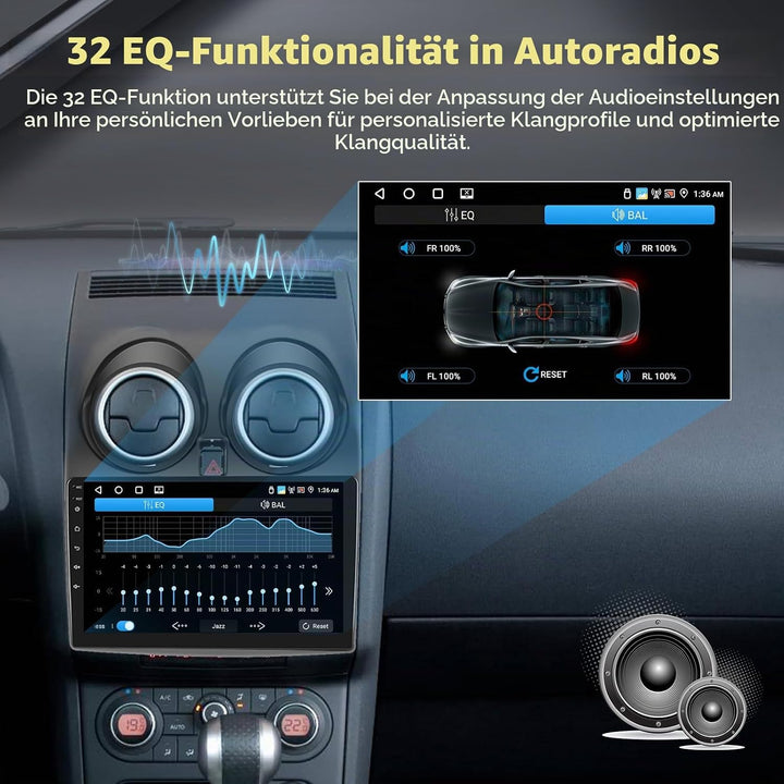 Inefala Upgrade 4G+64G Autoradio Android 15 für Nissan Qashqai 2006 2007 2008 2009 2010 2011-2016, 9