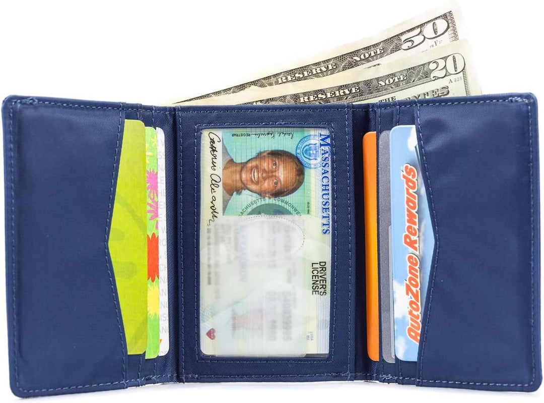 Big Skinny Herren Tri-Fold Slim Wallet für bis zu 25 Karten Navy, Navy