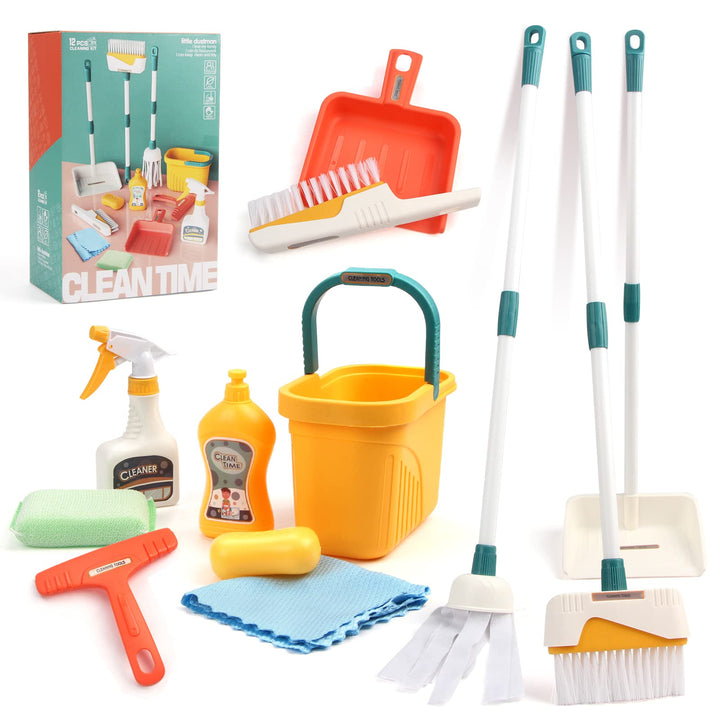Coolplay Kinder Besen Set, Schaufel und Besen Set 12pcs Kinder Putzset, Kinderbesen Set ab 2 Jahre O