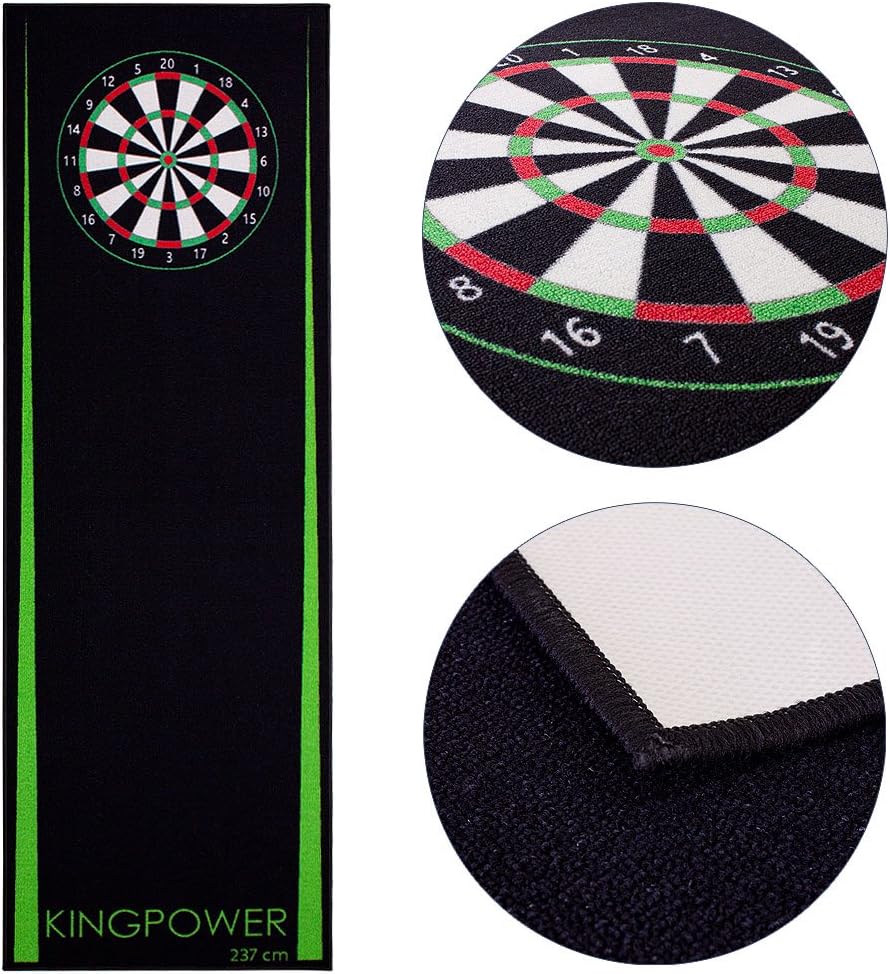 Kingpower Dartteppich mit Abwurflinie, Dart Zubehör mit Motiv, Dartmatte mit Oche, pflegeleichter Te