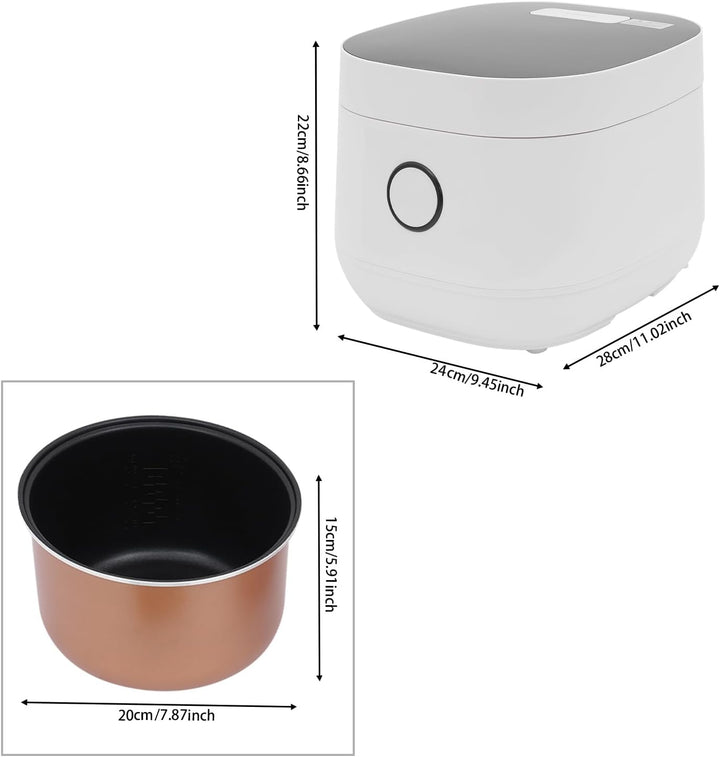 5L Mini Elektrischer Reiskocher Rice Cooker mit Low Carb Funktion and Edelstahl-Filterkorb 24h Timer