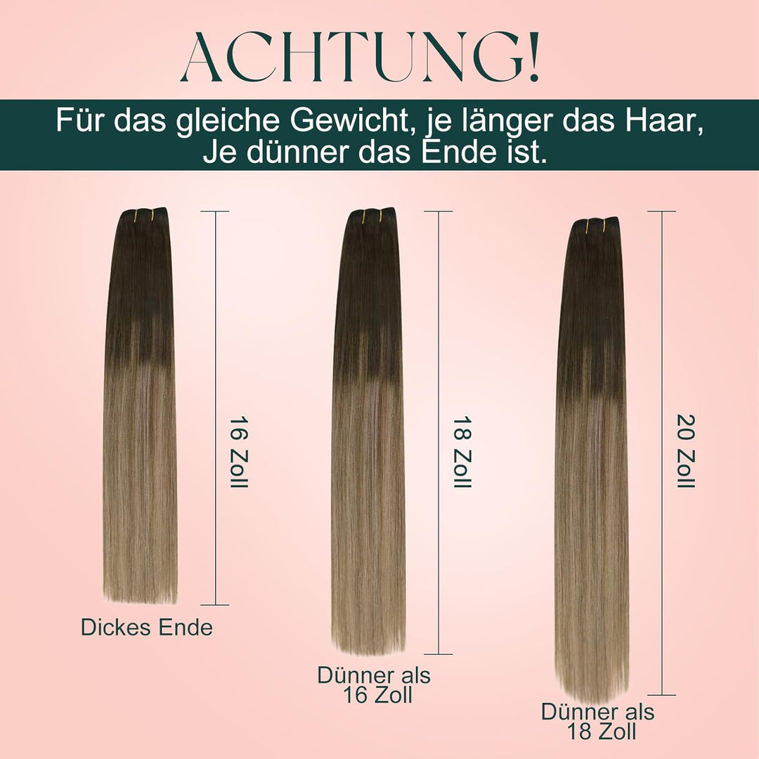 Easyouth Tressen Echthaar Extension Ombre Braun Tressen Haarverlängerungen Darkest Brown Balayage Mi