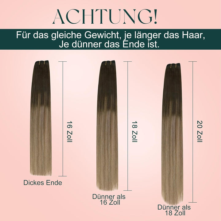 Easyouth Tressen Echthaar Extension Ombre Braun Tressen Haarverlängerungen Darkest Brown Balayage Mi