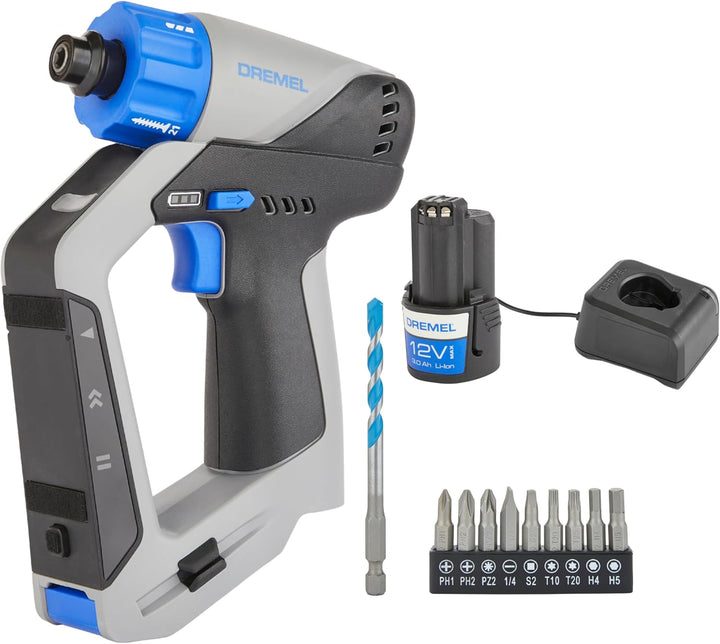 Dremel Blueprint 12V 3-in-1 Akku-Bohrschrauber Multischrauber Set mit Ortungsgerät, 1x abnehmbarer L
