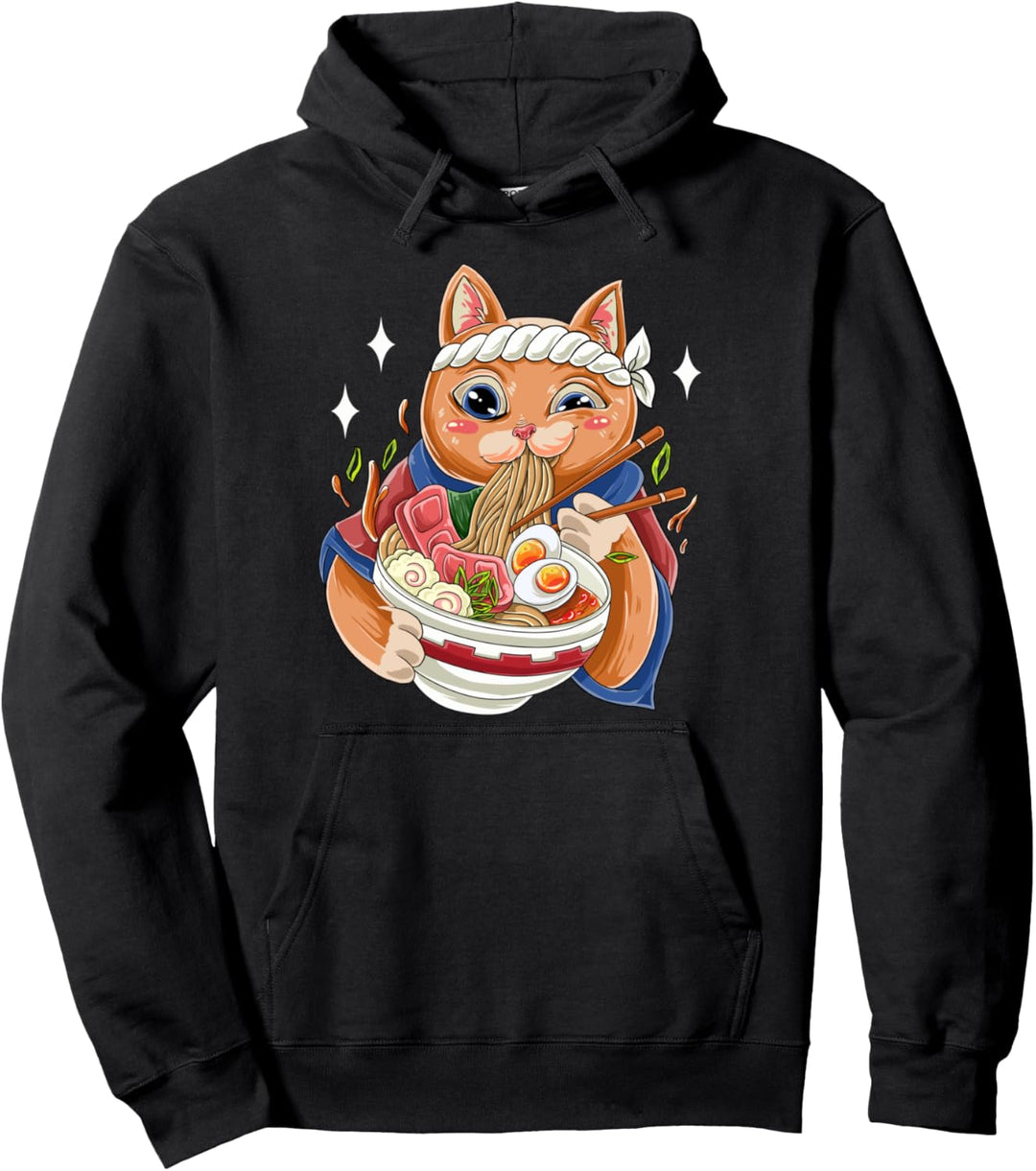 Katze Isst Ramen Suppe Japanese Soup Nudeln Japan Kawaii Pullover Hoodie