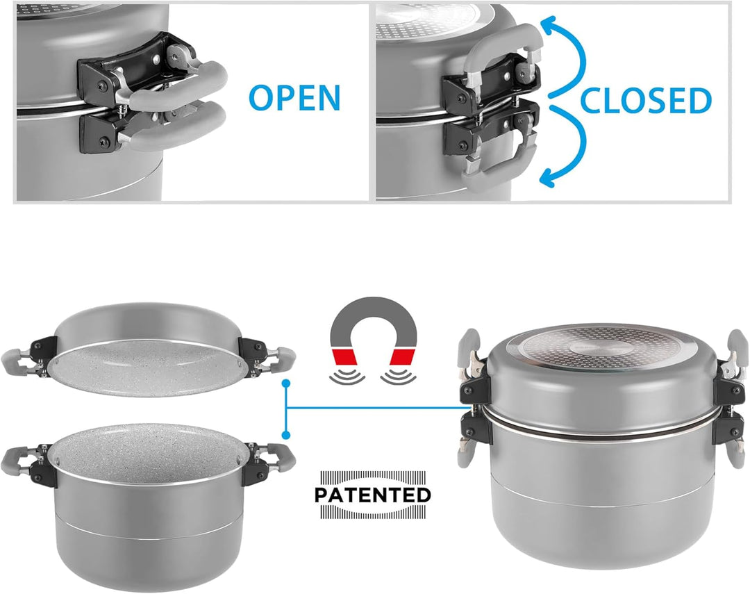 BRUNNER Koch Geschirr Set Fusion 7+1 Magnetic Camping Küche Topf Pfanne Keramik
