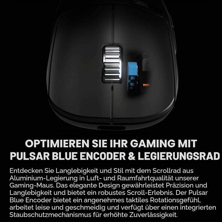 Pulsar Gaming Gears X2A ES kabellose Gaming-Maus, beidhändig, optischer Schalter, OLED-Display, trei