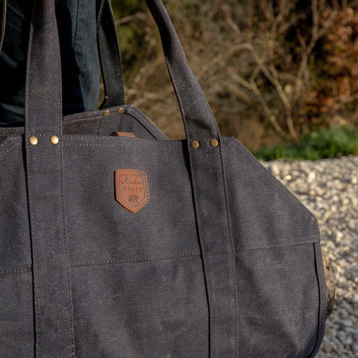 Lumberjack Holztasche aus gewachstem Canvas Farbe charcoal, Charcoal