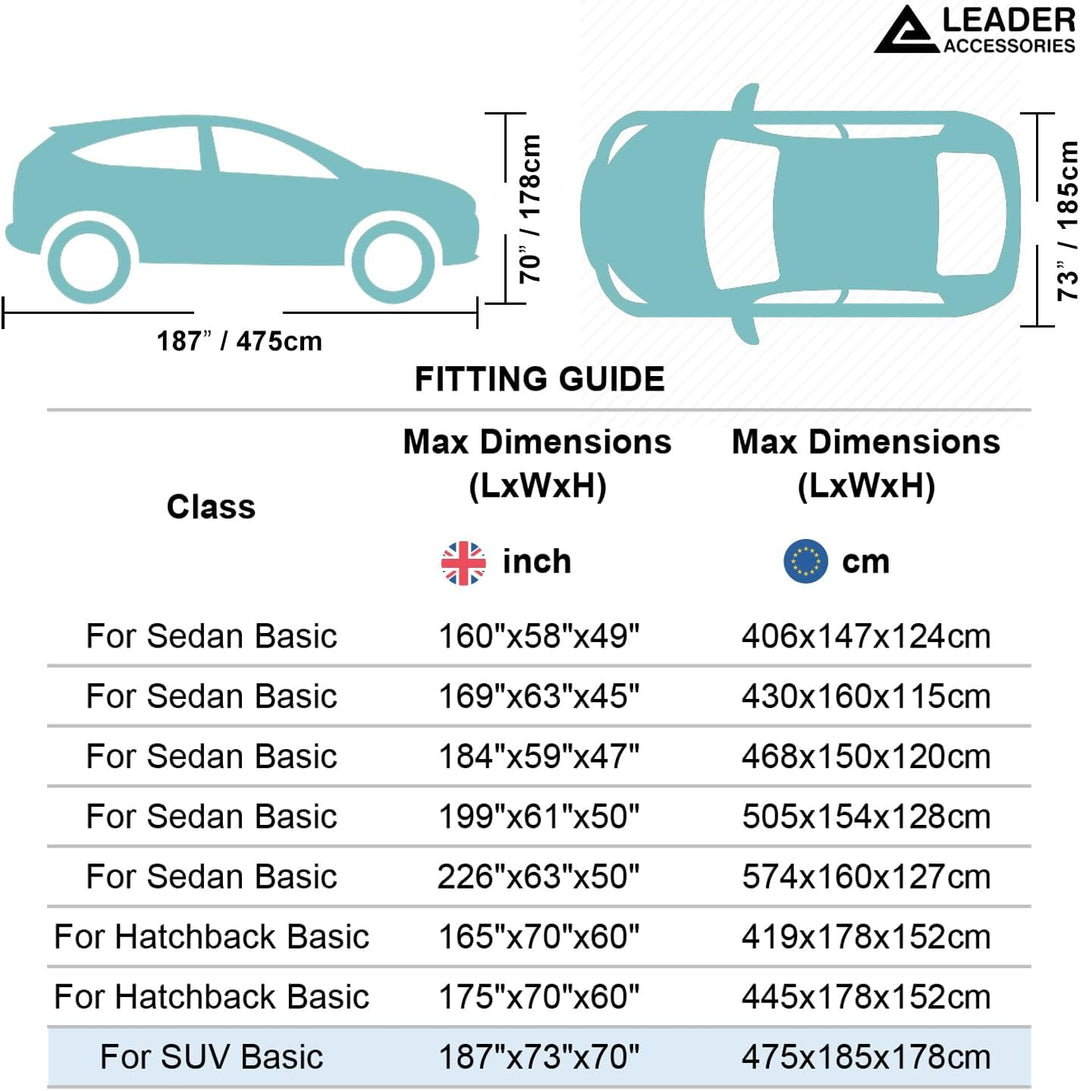 Leader Accessories 3-lagige atmungsaktive Vollgarage Autoplane leichte Ganzgarage Autoabdeckung für