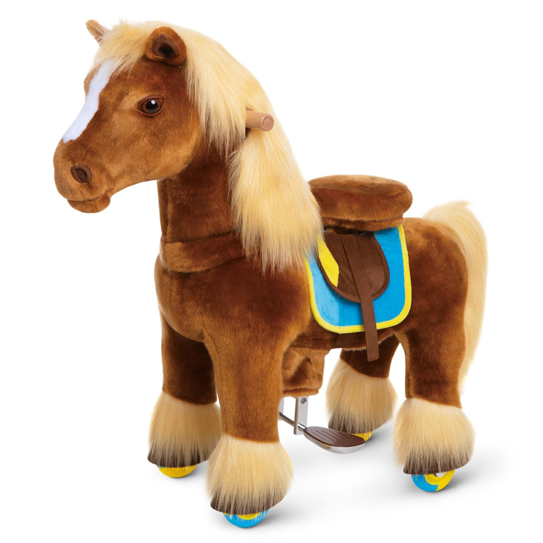 PonyCycle Reitpferd auf Rollen, für Kinder 3–4 Jahre, 76cm Hoch, Schaukelpferd Gross mit Handbremse,
