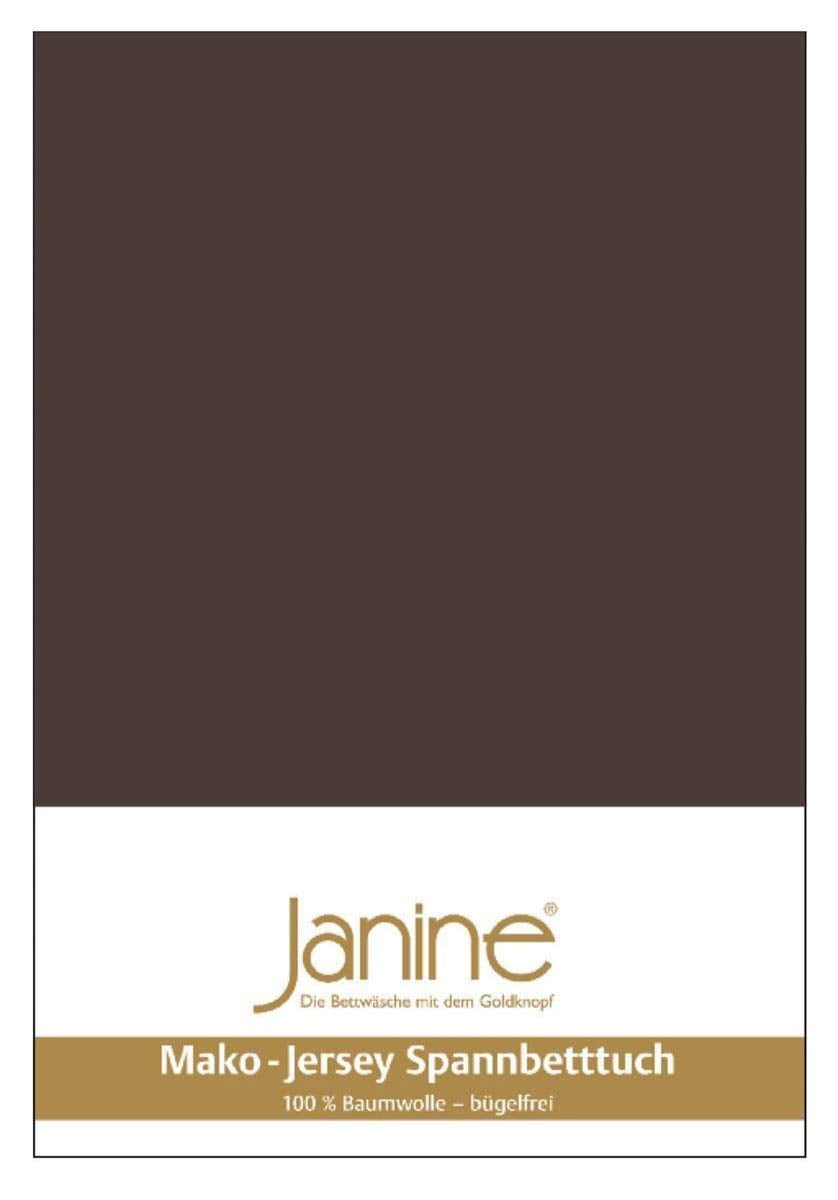 Janine Spannbetttuch 5007 Mako Jersey 140/200 bis 160/200 cm Dunkelbraun Fb. 87 140/200 cm - 160/200